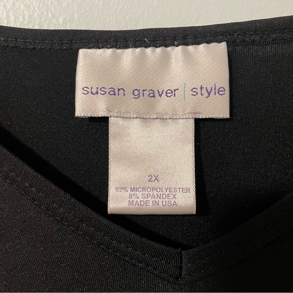 Susan Graver black V-neck Liquid Knit long sleeve T-shirt blouse top 2X‎ - Picture 2 of 4